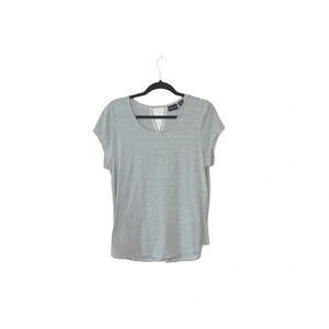 Rachel Zoe Gray & White Striped Open Split Back Top Xlarge Women’s